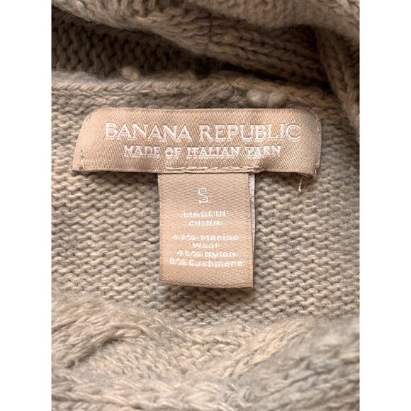 Banana Republic Cable Cowl Sweater Small Italian Yarn Cashmere Blend Light Gray - Picture 6 of 8